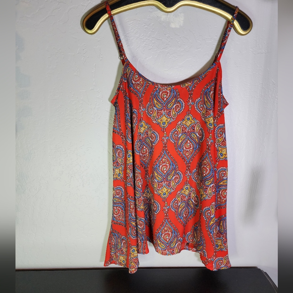 Show Me Your MuMu Red Paisley Spaghetti Strap Tank Top Size Medium